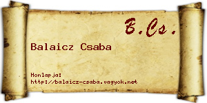 Balaicz Csaba névjegykártya